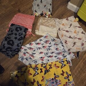 7 bundle scarf scarves butterflies squirrels boats parakeet animal print gingham
